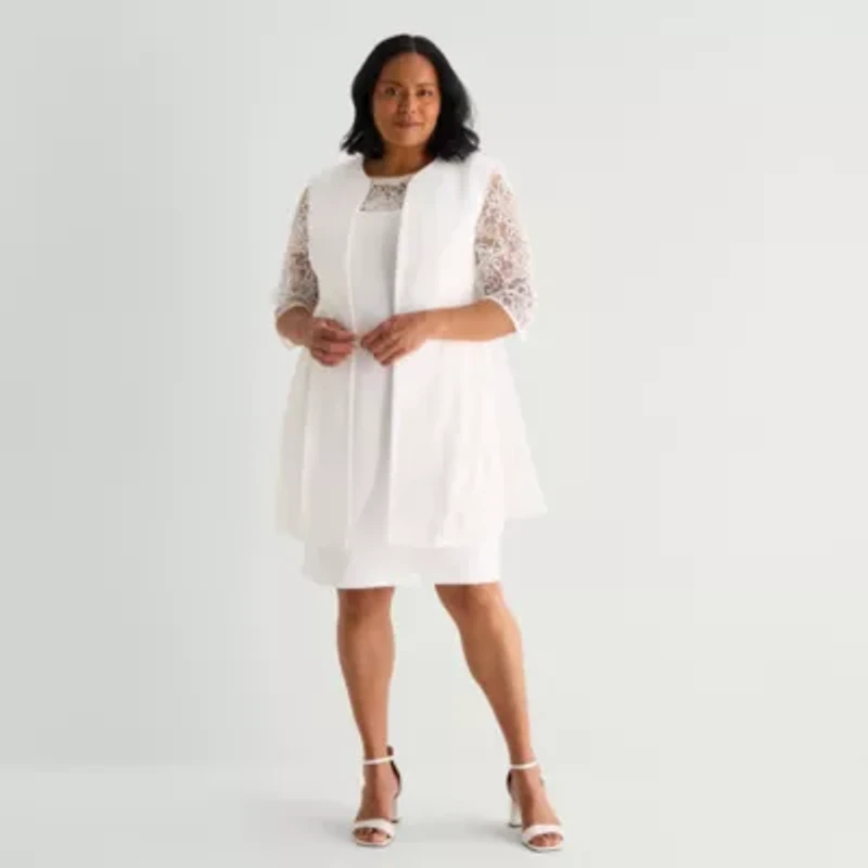 Maya Brooke Womens Plus Jacket Dress