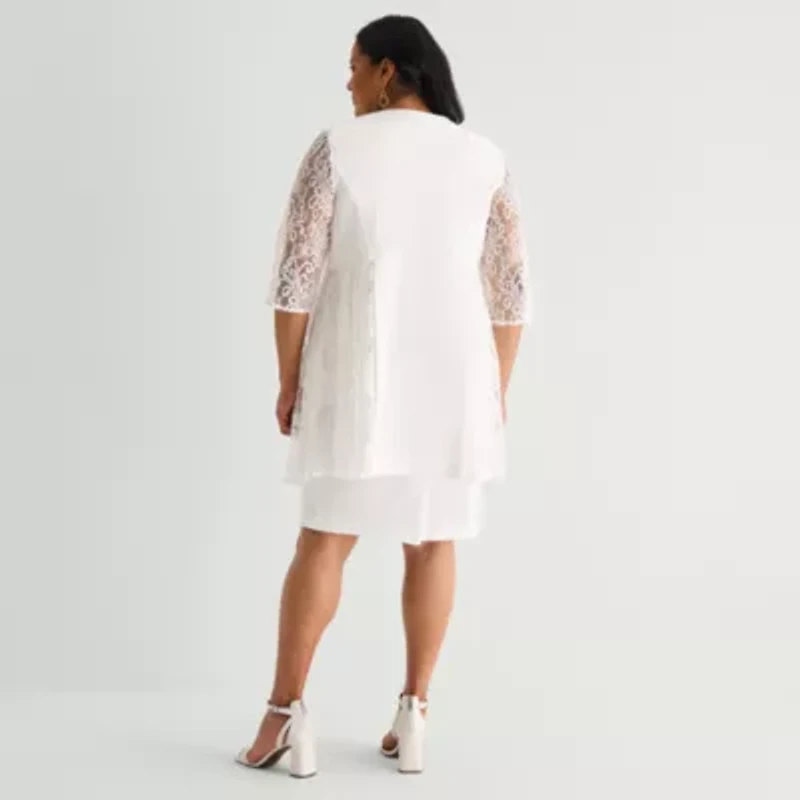 Maya Brooke Womens Plus Jacket Dress