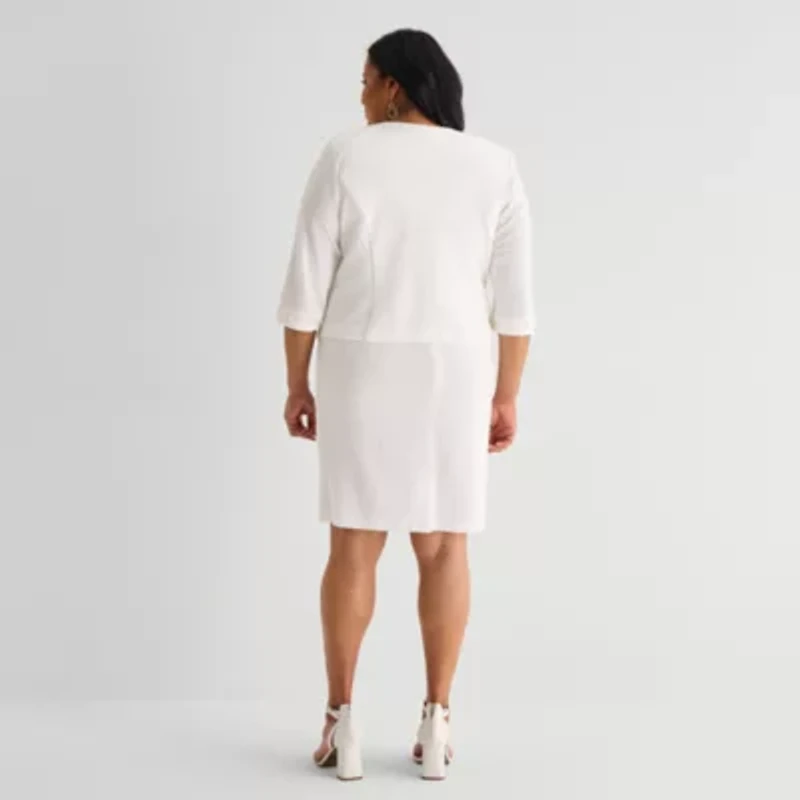 Maya Brooke Womens Plus Jacket Dress