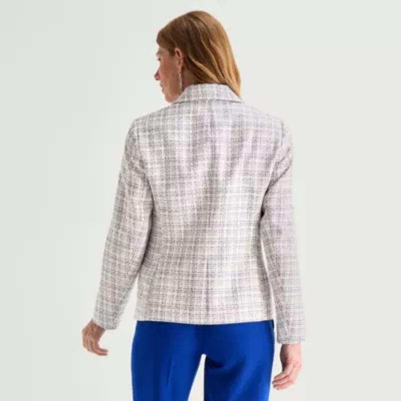 Black Label by Evan-Picone Tweed Womens Classic Fit Flat Front Suit Jacket