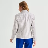 Black Label by Evan-Picone Tweed Womens Classic Fit Flat Front Suit Jacket