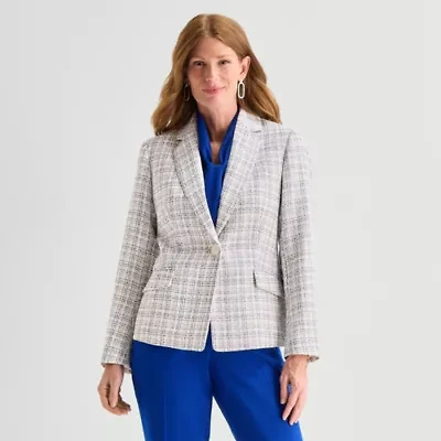 Black Label by Evan-Picone Tweed Womens Classic Fit Flat Front Suit Jacket