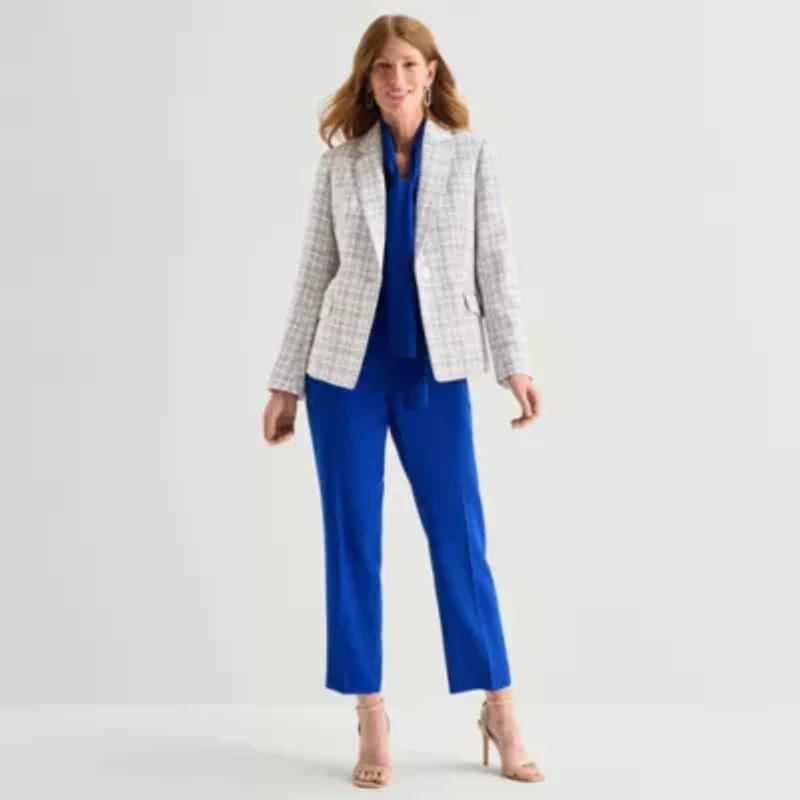 Black Label by Evan-Picone Tweed Womens Classic Fit Flat Front Suit Jacket