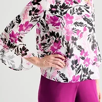 Black Label by Evan-Picone Womens Round Neck 3/4 Sleeve Blouse