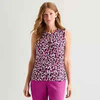 Black Label by Evan-Picone Womens Keyhole Neck Sleeveless Blouse