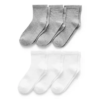 Okie Dokie Little & Big Kid Boys Multi-Pack 6 Pair Quarter Ankle Socks