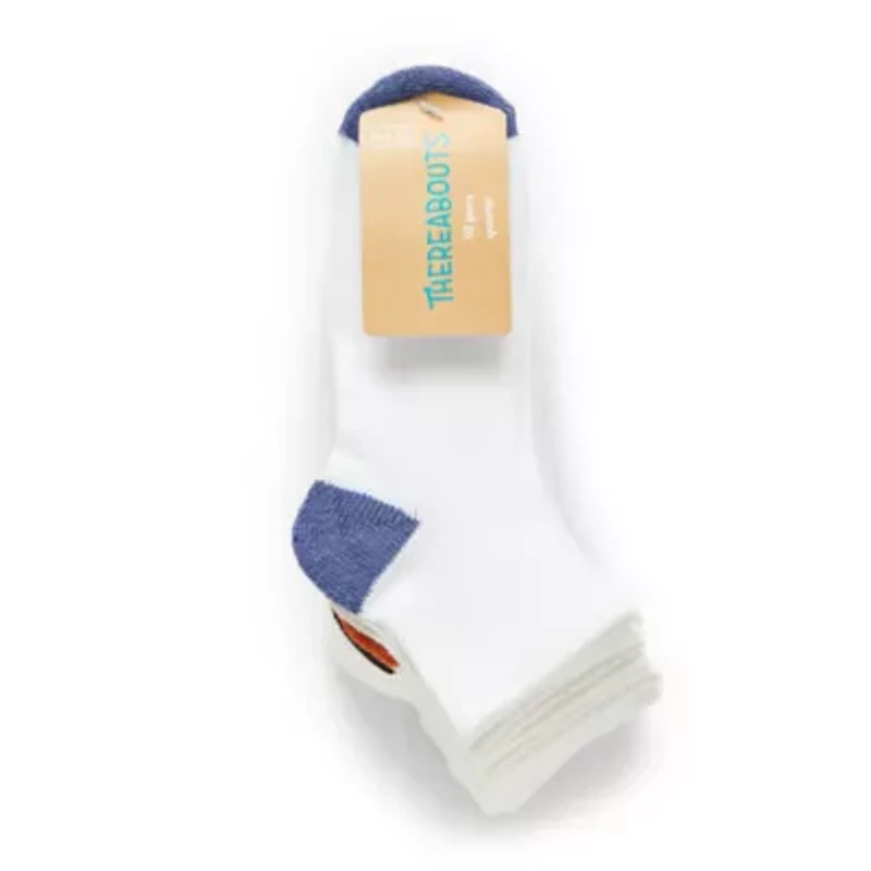 Thereabouts Little & Big Kid Boys Multi-Pack 10 Pair Quarter Ankle Socks