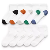 Thereabouts Little & Big Kid Boys Multi-Pack 10 Pair Quarter Ankle Socks