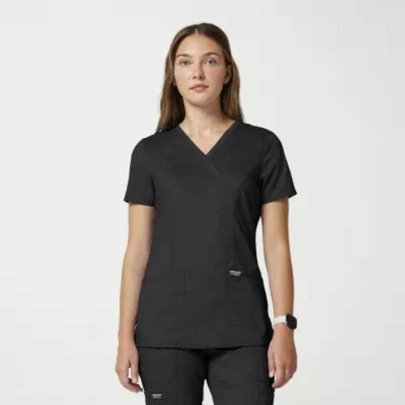Cherokee Womens Mock Neck Short Sleeve Scrub Top