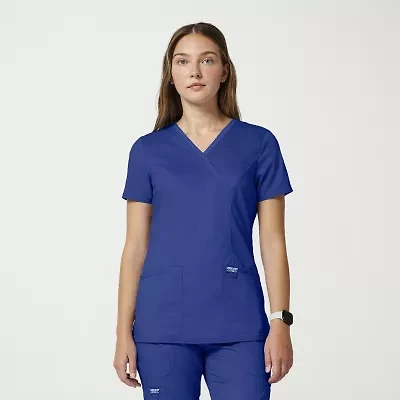Cherokee Womens Mock Neck Short Sleeve Scrub Top