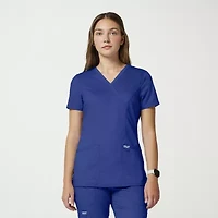 Cherokee Womens Mock Neck Short Sleeve Scrub Top