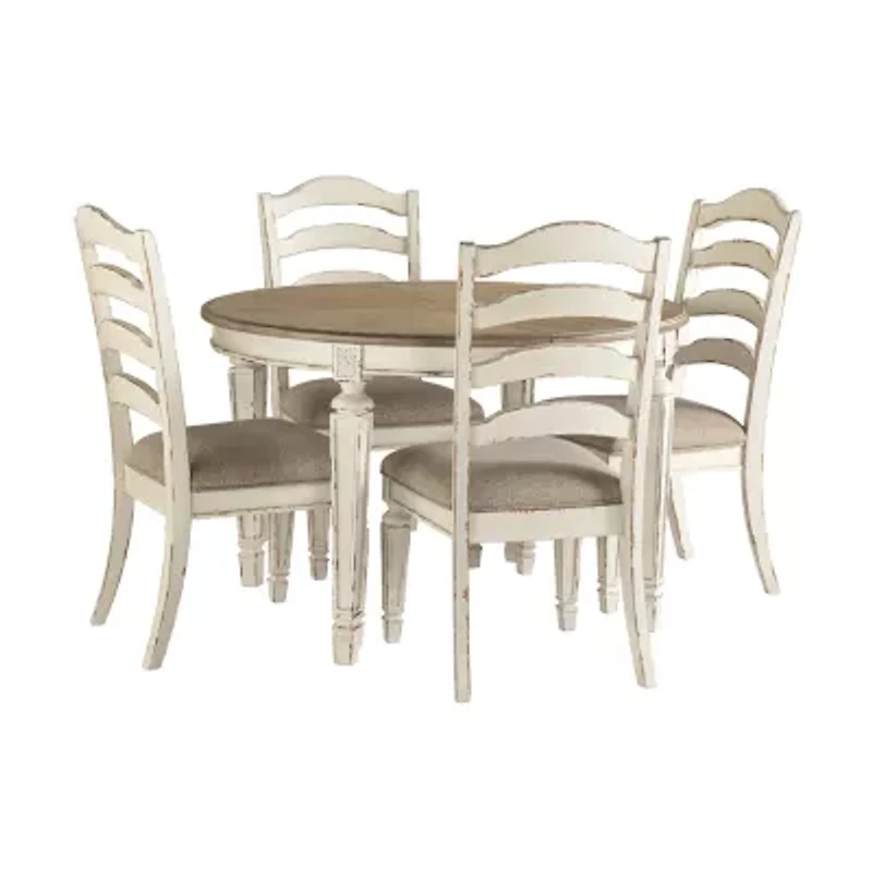 Signature Design by Ashley Realyn 5-Piece Oval Extension Ladderback Dining Set