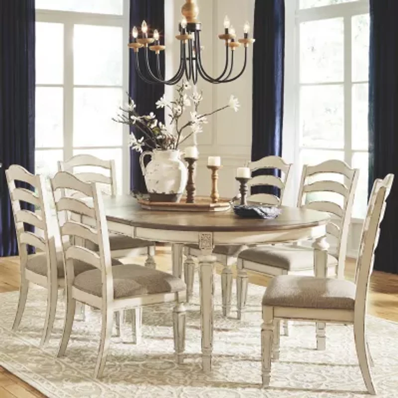 Signature Design by Ashley Realyn 7-Piece Oval Extension Ladderback Dining Set