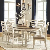 Signature Design by Ashley Realyn 7-Piece Oval Extension Ladderback Dining Set