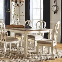 Signature Design by Ashley Realyn 7-Piece Rectangular Extension Ribbon Back Dining Table Set