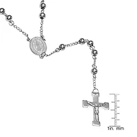 Steeltime Saint Benedict Medal Mens Stainless Steel Hypoallergenic 26 Inch Rosary Necklace