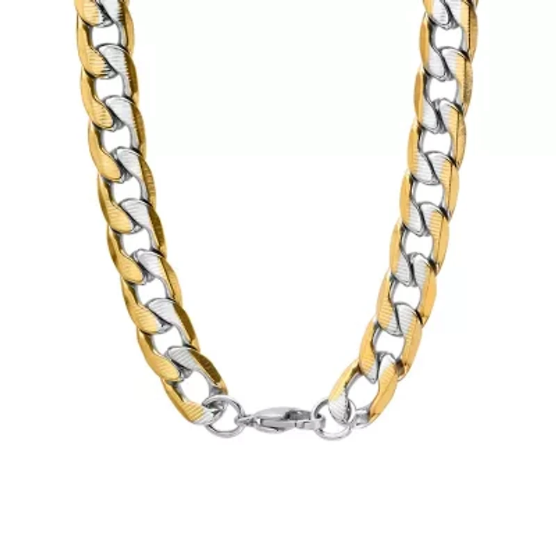 Steeltime Mens 18K Gold Over Stainless Steel Hypoallergenic 24 Inch Link Necklace