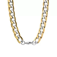 Steeltime Mens 18K Gold Over Stainless Steel Hypoallergenic 24 Inch Link Necklace