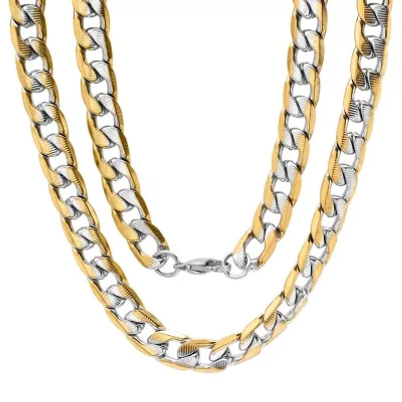 Steeltime Mens 18K Gold Over Stainless Steel Hypoallergenic 24 Inch Link Necklace