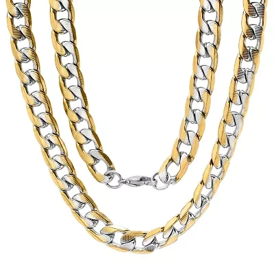 Steeltime Mens 18K Gold Over Stainless Steel Hypoallergenic 24 Inch Link Necklace