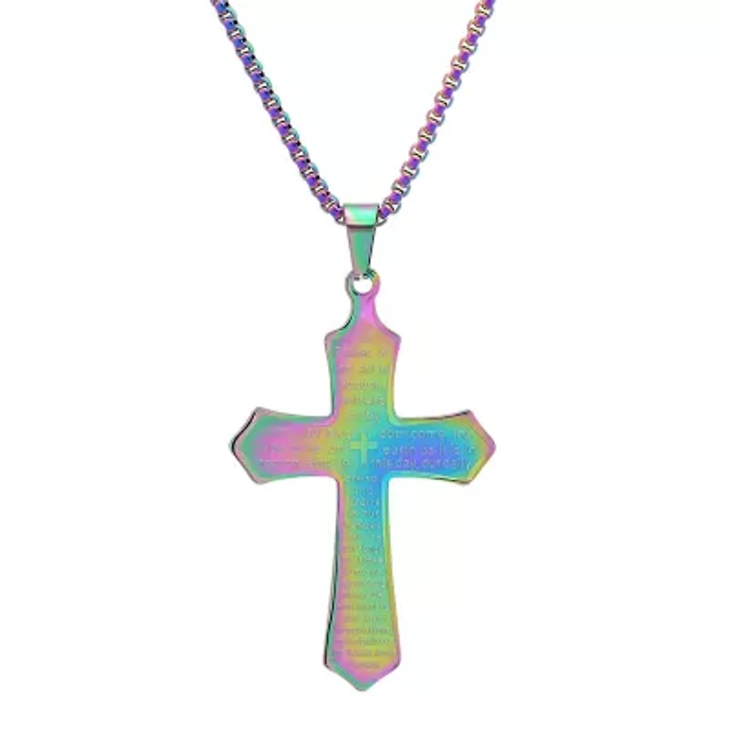 Steeltime Mens Stainless Steel Cross Hypoallergenic 24 Inch Pendant Necklace