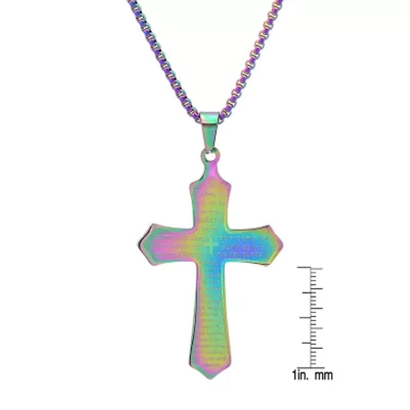 Steeltime Mens Stainless Steel Cross Hypoallergenic 24 Inch Pendant Necklace