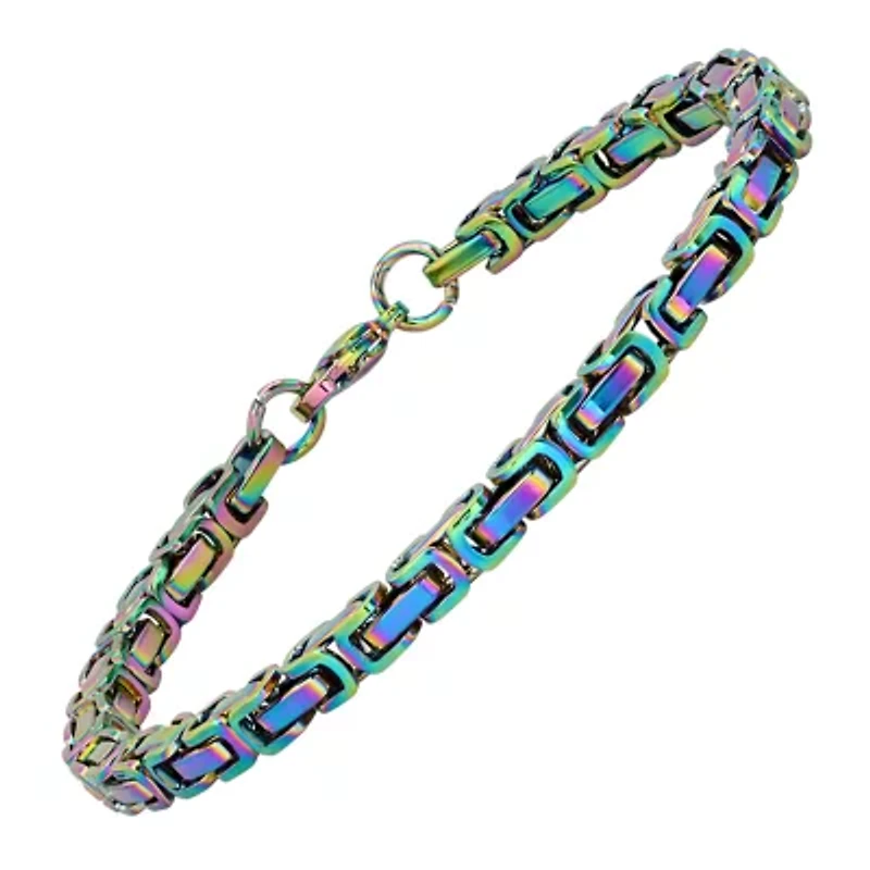 Steeltime Mens Stainless Steel 8 Inch Solid Byzantine Hypoallergenic Chain Bracelet