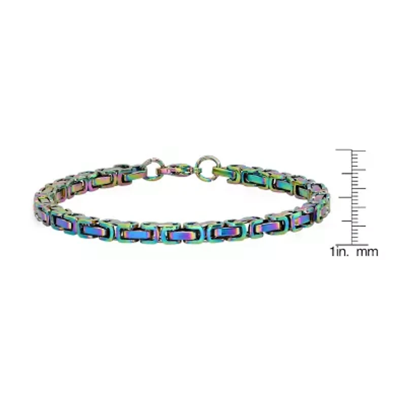 Steeltime Mens Stainless Steel 8 Inch Solid Byzantine Hypoallergenic Chain Bracelet
