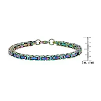 Steeltime Mens Stainless Steel 8 Inch Solid Byzantine Hypoallergenic Chain Bracelet