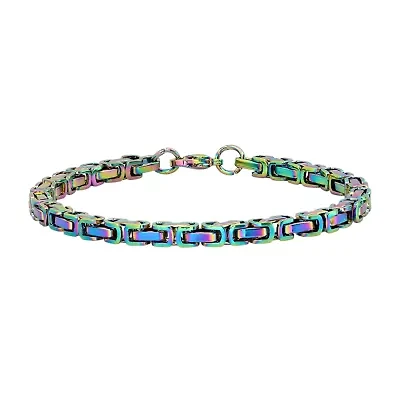 Steeltime Mens Stainless Steel 8 Inch Solid Byzantine Hypoallergenic Chain Bracelet