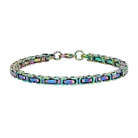 Steeltime Mens Stainless Steel 8 Inch Solid Byzantine Hypoallergenic Chain Bracelet