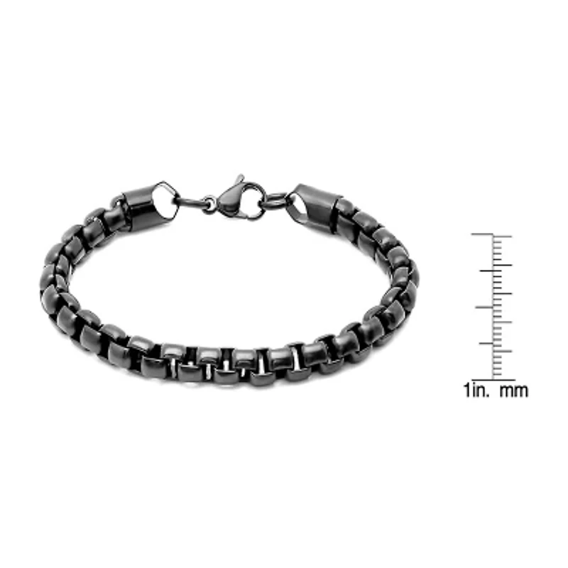 Steeltime Mens Stainless Steel Solid Box Hypoallergenic Chain Bracelet