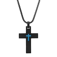 Steeltime Mens Stainless Steel Cross Hypoallergenic 24 Inch Pendant Necklace