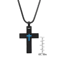 Steeltime Mens Stainless Steel Cross Hypoallergenic 24 Inch Pendant Necklace