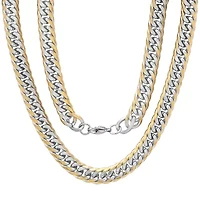 Steeltime Mens 18K Gold Over Stainless Steel Hypoallergenic 24 Inch Link Necklace