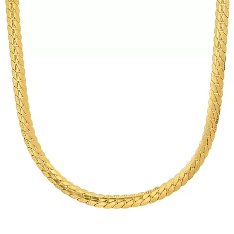 Steeltime Mens 18K Gold Over Stainless Steel Hypoallergenic 24 Inch Curb Chain Necklace