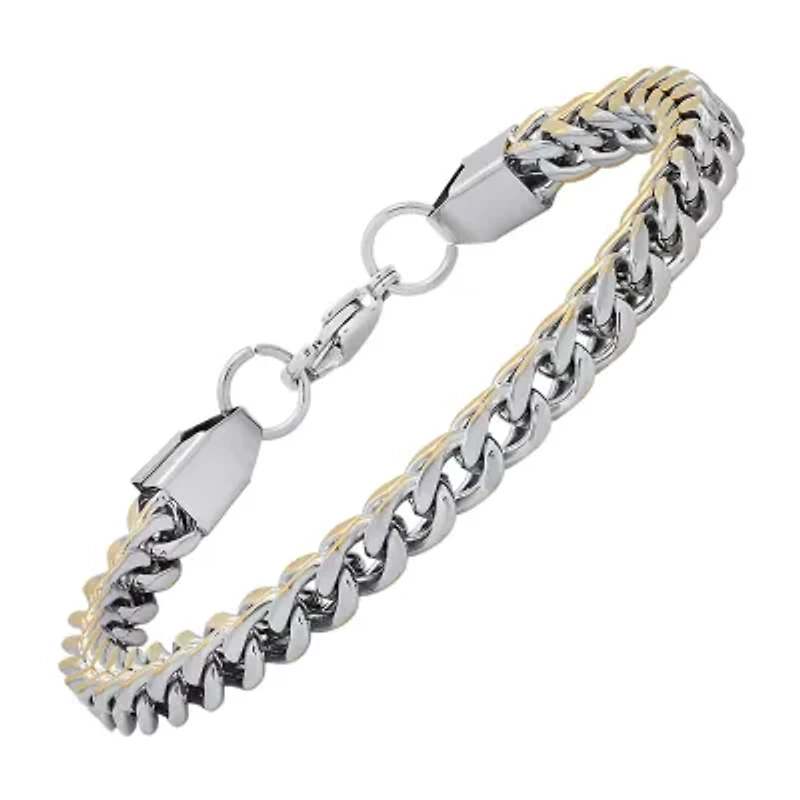 Steeltime Mens 18K Gold Over Stainless Steel Solid Hypoallergenic 8 1/2 Inch Link Bracelet