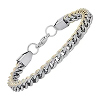 Steeltime Mens 18K Gold Over Stainless Steel Solid Hypoallergenic 8 1/2 Inch Link Bracelet