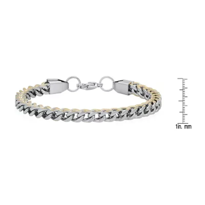 Steeltime Mens 18K Gold Over Stainless Steel Solid Hypoallergenic 8 1/2 Inch Link Bracelet