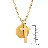Steeltime Mens 18K Gold Over Stainless Steel Cross Hypoallergenic 24 Inch Pendant Necklace