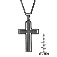 Steeltime Lord'S Prayer Mens Stainless Steel Cross Hypoallergenic 24 Inch Pendant Necklace