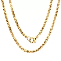 Steeltime Mens 18K Gold Over Stainless Steel Stainless Steel Hypoallergenic 24 Inch Box Chain Necklace