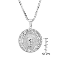 Steeltime Lion Mens Cubic Zirconia Stainless Steel Round Hypoallergenic 24 Inch Pendant Necklace