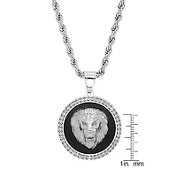 Steeltime Lion Mens Cubic Zirconia Stainless Steel Hypoallergenic 30 Inch Pendant Necklace
