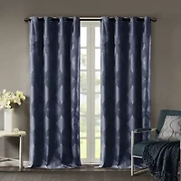 Madison Park Abel Jacquard Grommet Top 100% Blackout Single Curtain Panel