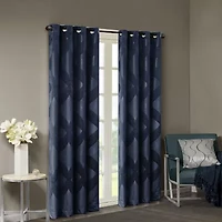 Madison Park Abel Jacquard Grommet Top 100% Blackout Single Curtain Panel