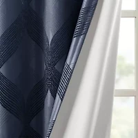 Madison Park Abel Jacquard Grommet Top 100% Blackout Single Curtain Panel