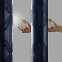 Madison Park Abel Jacquard Grommet Top 100% Blackout Single Curtain Panel