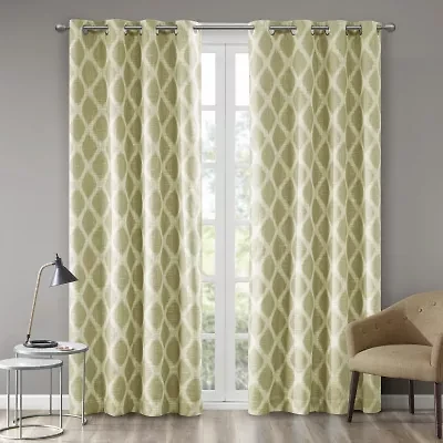 Madison Park Kagen Ikat Geo Grommet Top Blackout Single Curtain Panel