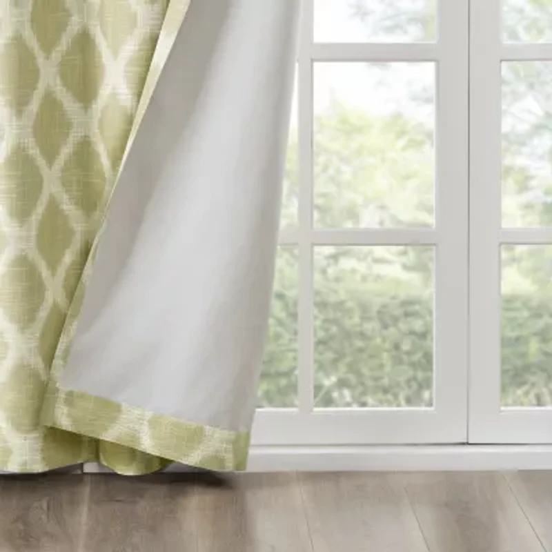 Madison Park Kagen Ikat Geo Grommet Top Blackout Single Curtain Panel